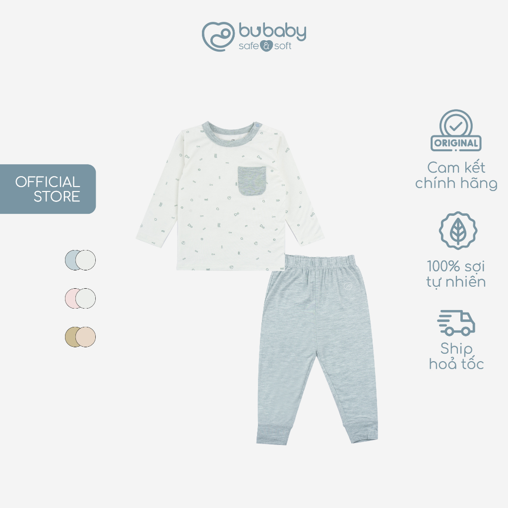 Bộ quần áo dài tay cài vai Signature BU Baby cho bé chất liệu sợi tre BBB110108 - Bambus | Quần áo chính hãng