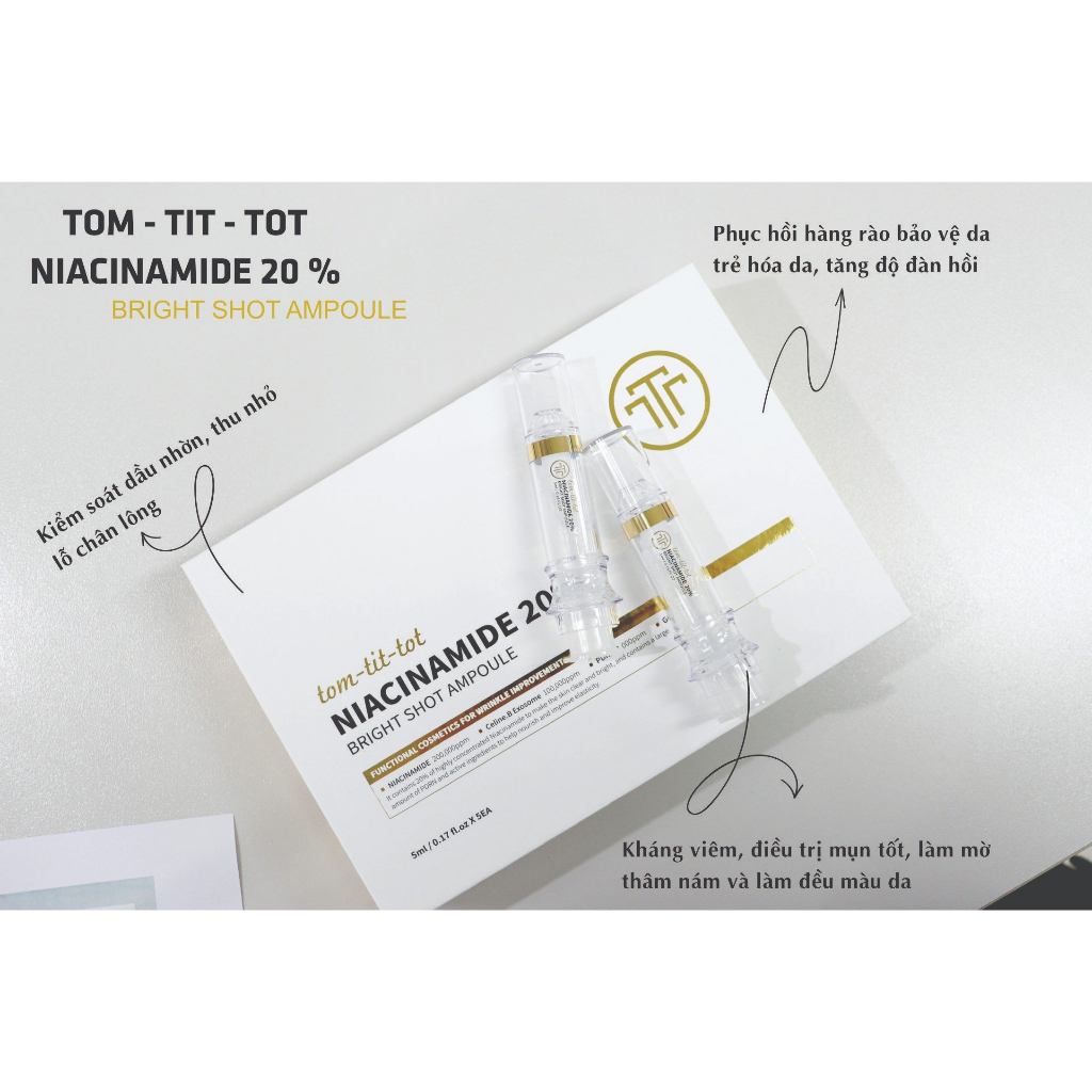 Niacinamide 20% Bright Shot Ampoule Tom Tit Tot - Tinh Chất Dưỡng Da Niacinamide 20%