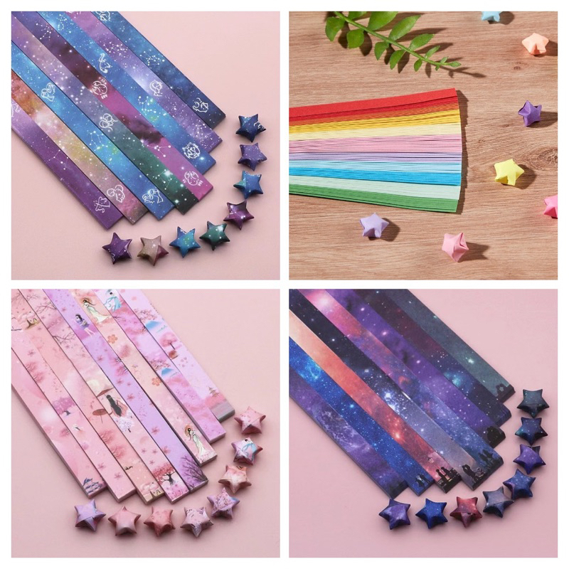 128 giấy gấp sao giao màu ngẫu nhiên
