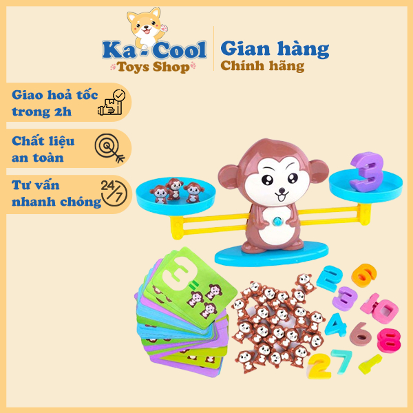 Bộ đồ chơi cân toán học chú khỉ con siêu cute với bàn cân toán học thực sự giúp bé yêu trở nên say mê với con số AAA-10