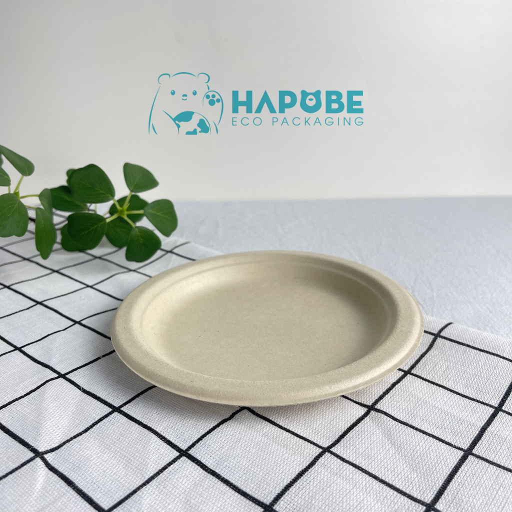 Combo 50 chiếc đĩa bã mía màu nâu dùng 1 lần 6 in BKZ006