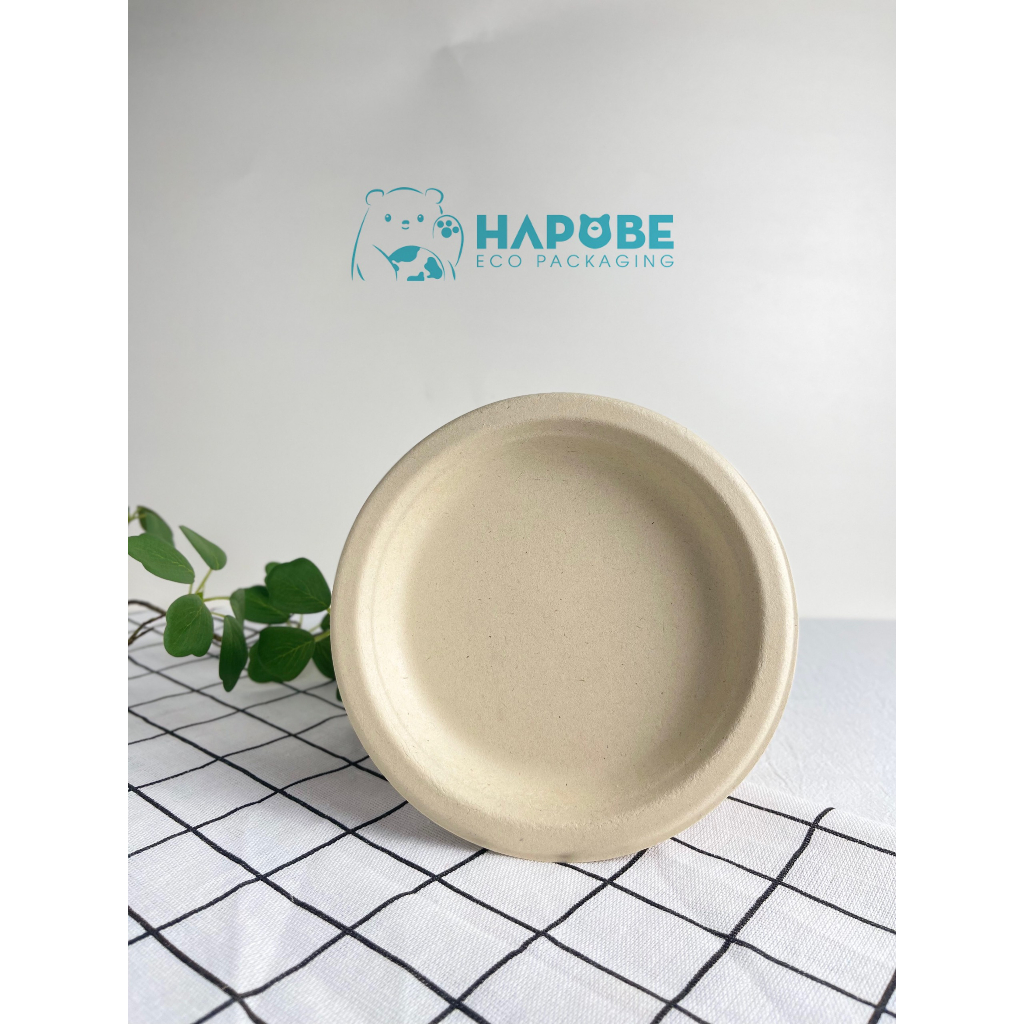 Combo 50 chiếc đĩa bã mía màu nâu dùng 1 lần 6 in BKZ006