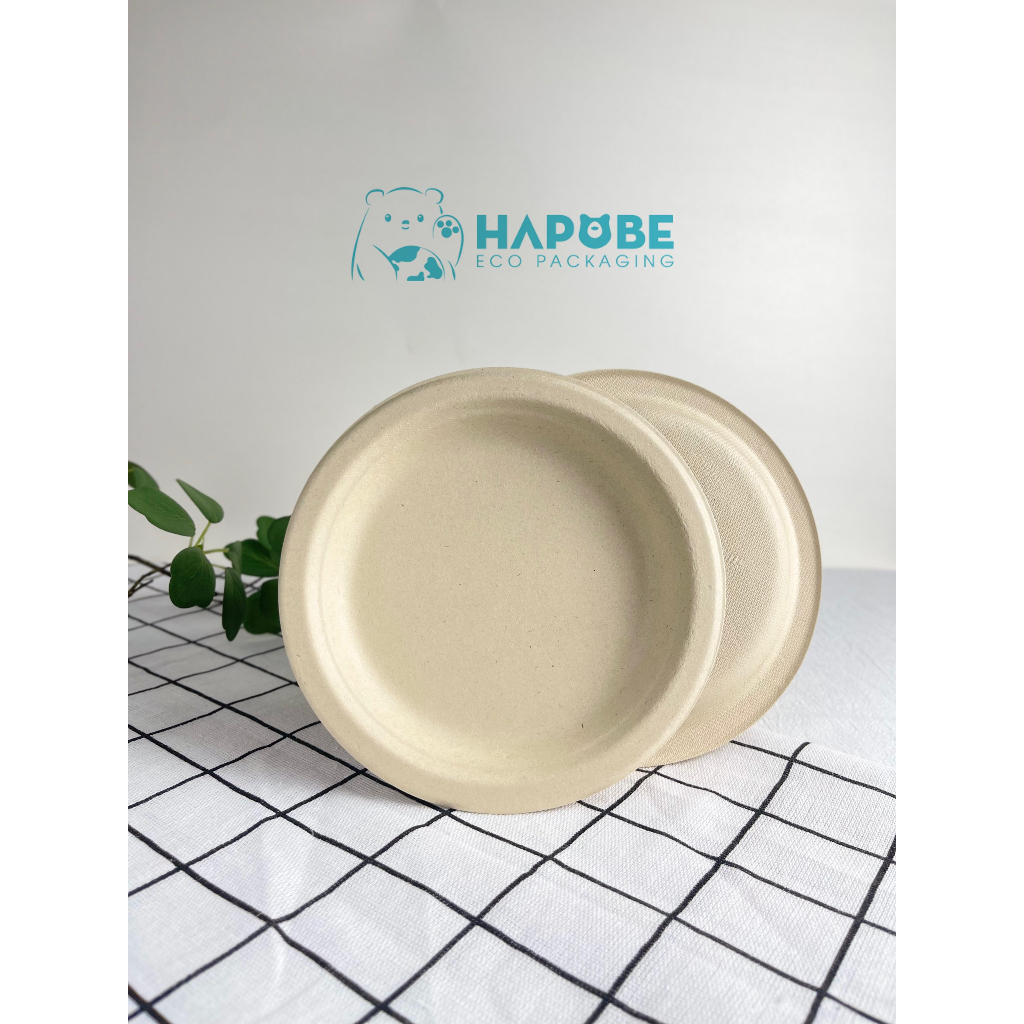 Combo 50 chiếc đĩa bã mía màu nâu dùng 1 lần 6 in BKZ006