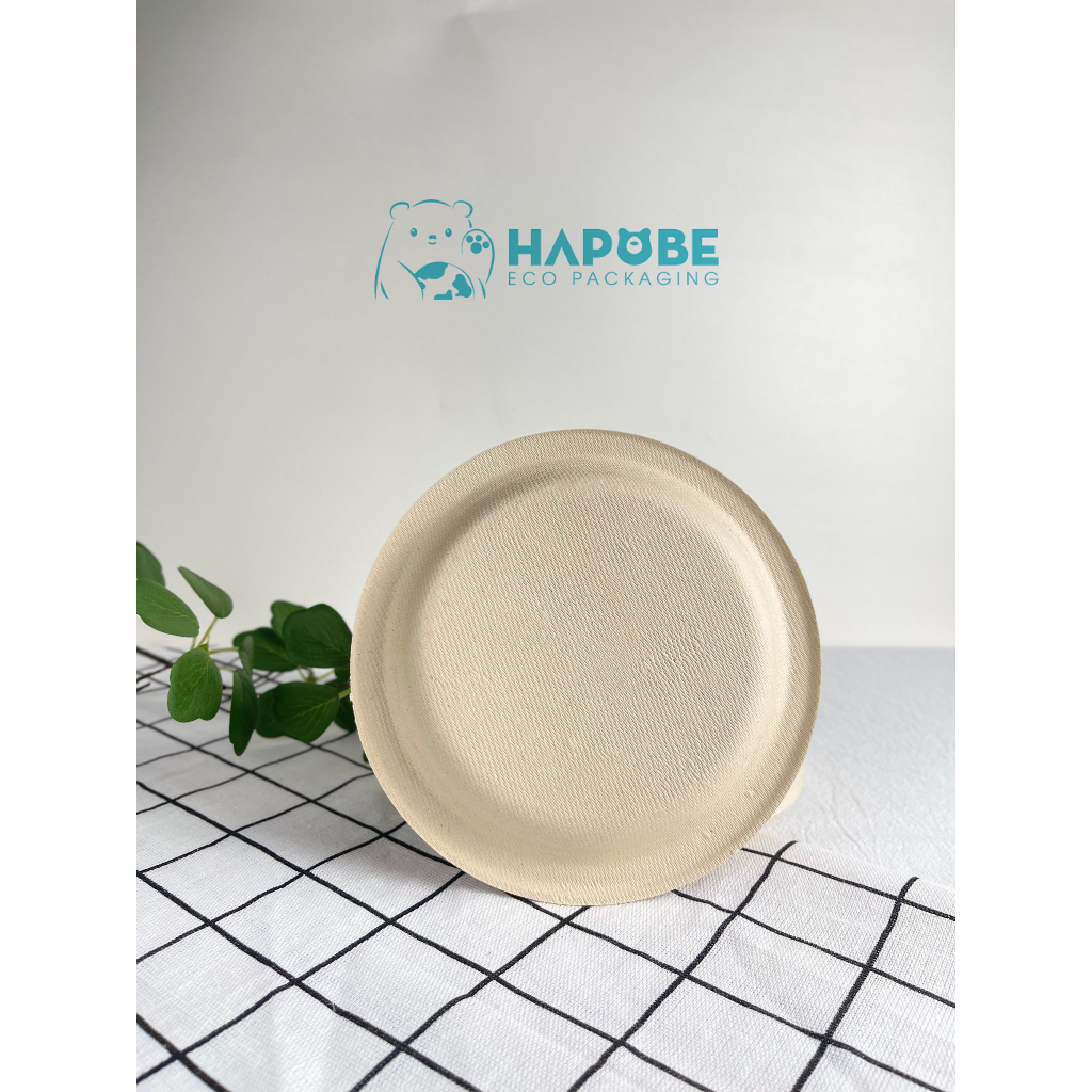 Combo 50 chiếc đĩa bã mía màu nâu dùng 1 lần 6 in BKZ006