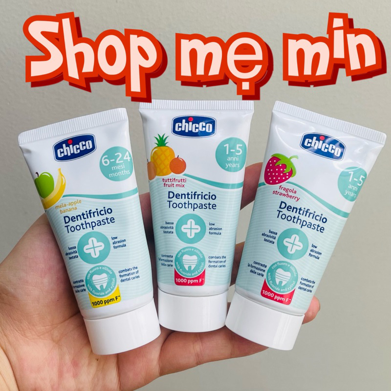 Kem đánh răng chicco cho bé từ 6 tháng CHICCO, nội địa Ý tuýp 50ml. Kem đánh răng nuốt được