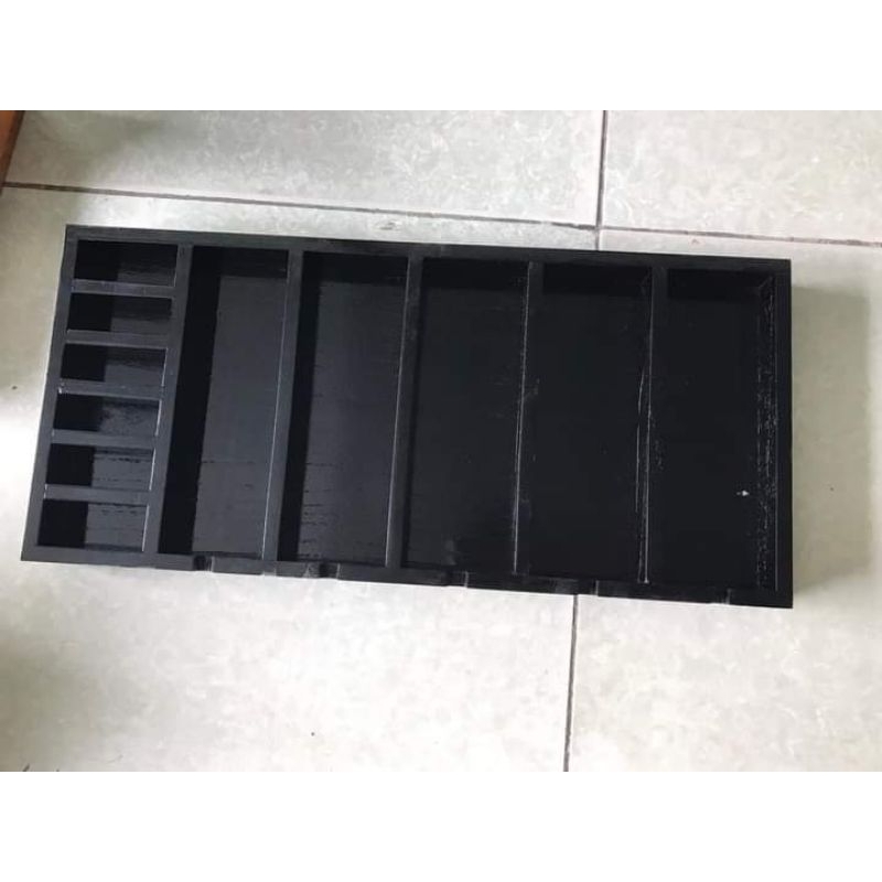 khay gỗ đựng tông đơ màu đen 5 ngăn