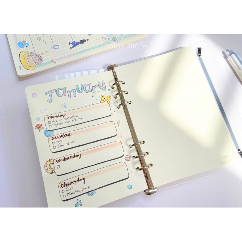 Sổ còng sắt binder nhựa khổ A5/B5 làm sổ bullet journal