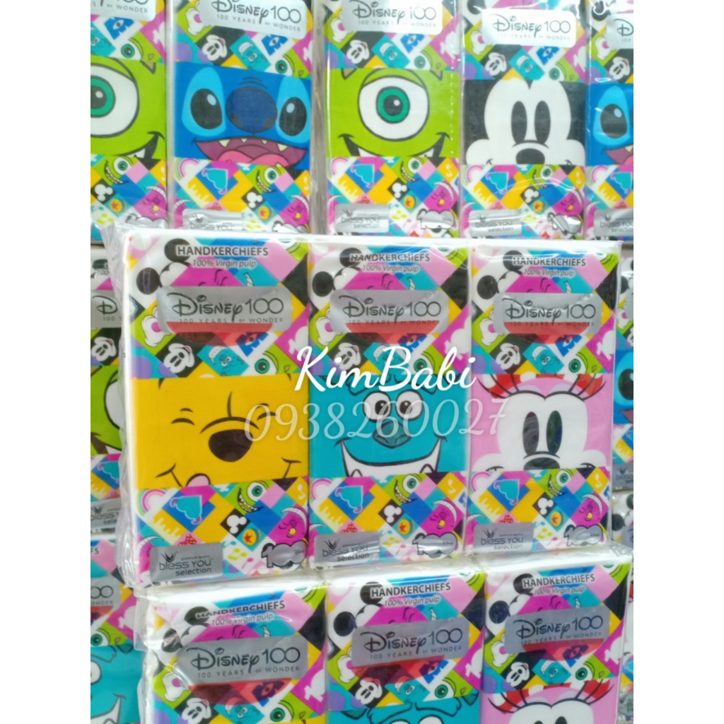Lốc 6 gói Khăn giấy lụa rút bỏ túi Bless You phiên bản Disney chính hãng