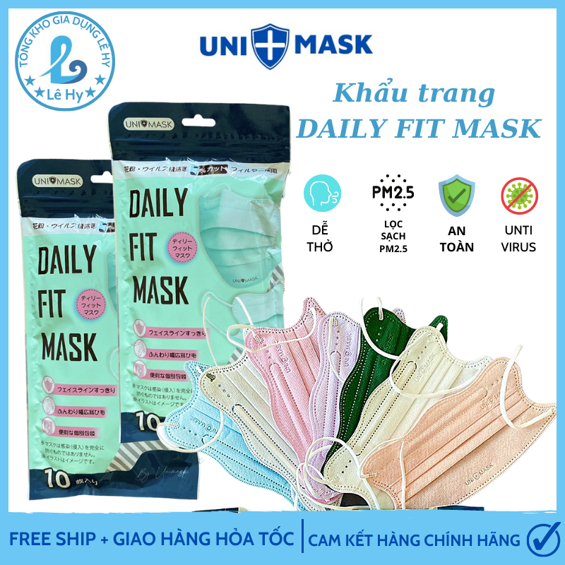 Thùng 100C Khẩu Trang Daily Fit Mask Thương Hiệu Uni Mask Hàng Y Tế 4 Lớp Kháng Khuẩn Cao Cấp Đã Kiểm Nghiệm Vntest