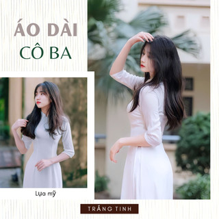 Áo dài học sinh trắng tinh tay lỡ, đồng phục cấp 3 chất lụa mỹ co giãn kín đáo