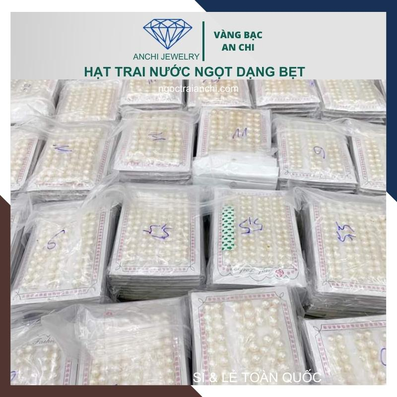 Hạt trai dẹt bán cầu 3li - 12ly 1 lỗ gắn nhẫn , bông tai , mặt dây chuyền. Anchi jewelry
