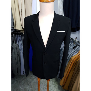 Áo khoác blazer 2 nút màu đen mềm mịn