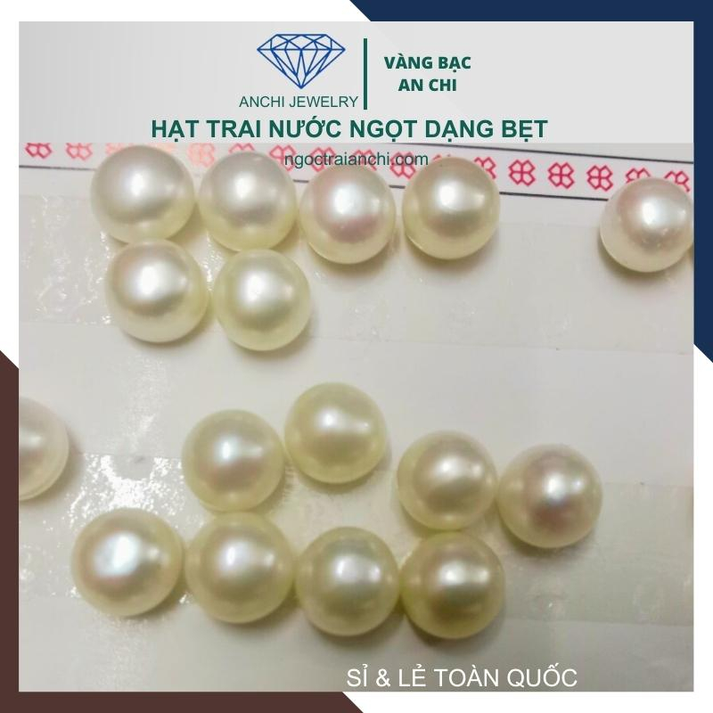 Hạt trai dẹt bán cầu 3li - 12ly 1 lỗ gắn nhẫn , bông tai , mặt dây chuyền. Anchi jewelry