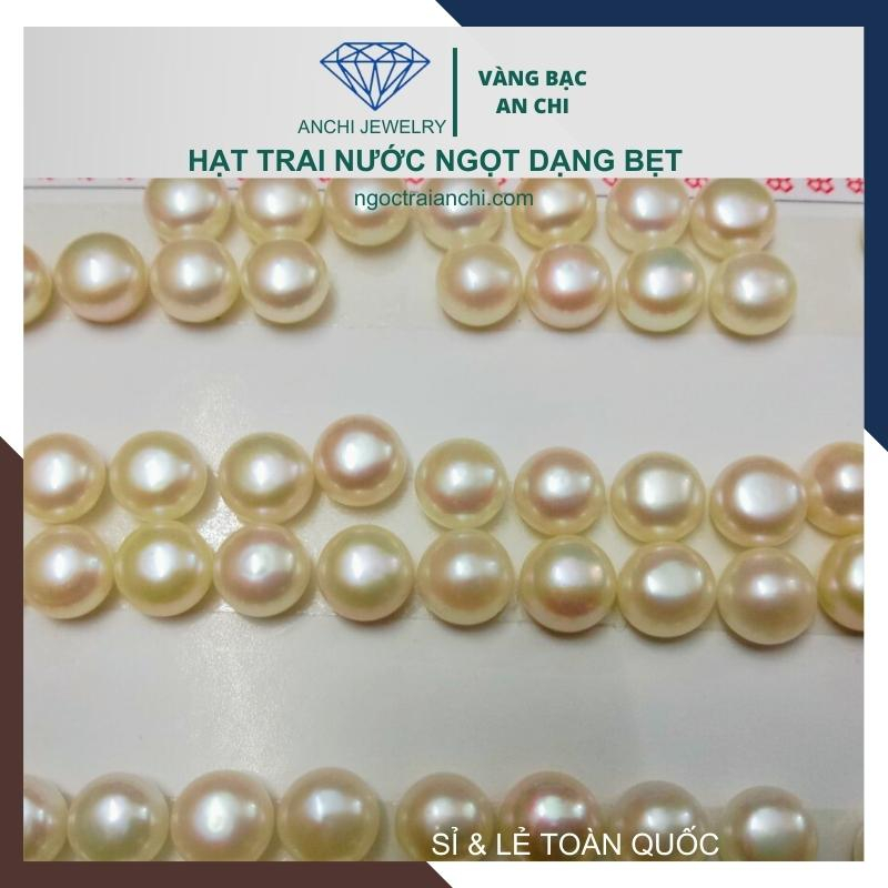 Hạt trai dẹt bán cầu 3li - 12ly 1 lỗ gắn nhẫn , bông tai , mặt dây chuyền. Anchi jewelry