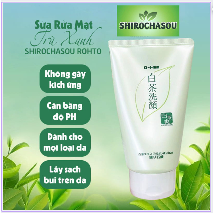 Date th4.2026 mẫu mới Sữa Rửa Mặt Trà Xanh Rohto Shirochasou Green Tea Nhật Bản Tuýp 120g