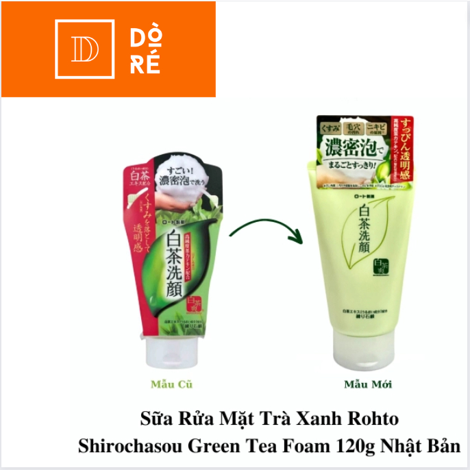 Date th4.2026 mẫu mới Sữa Rửa Mặt Trà Xanh Rohto Shirochasou Green Tea Nhật Bản Tuýp 120g