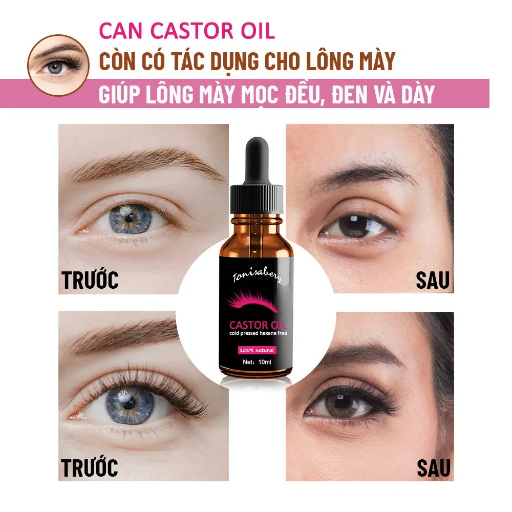 Serum Dưỡng mi CASTOR OIL 10ml, dưỡng mi dày và dài hơn gấp 5 lần, phiên bản tế bào gốc, dài nhanh, cho đôi mắt quyến rũ