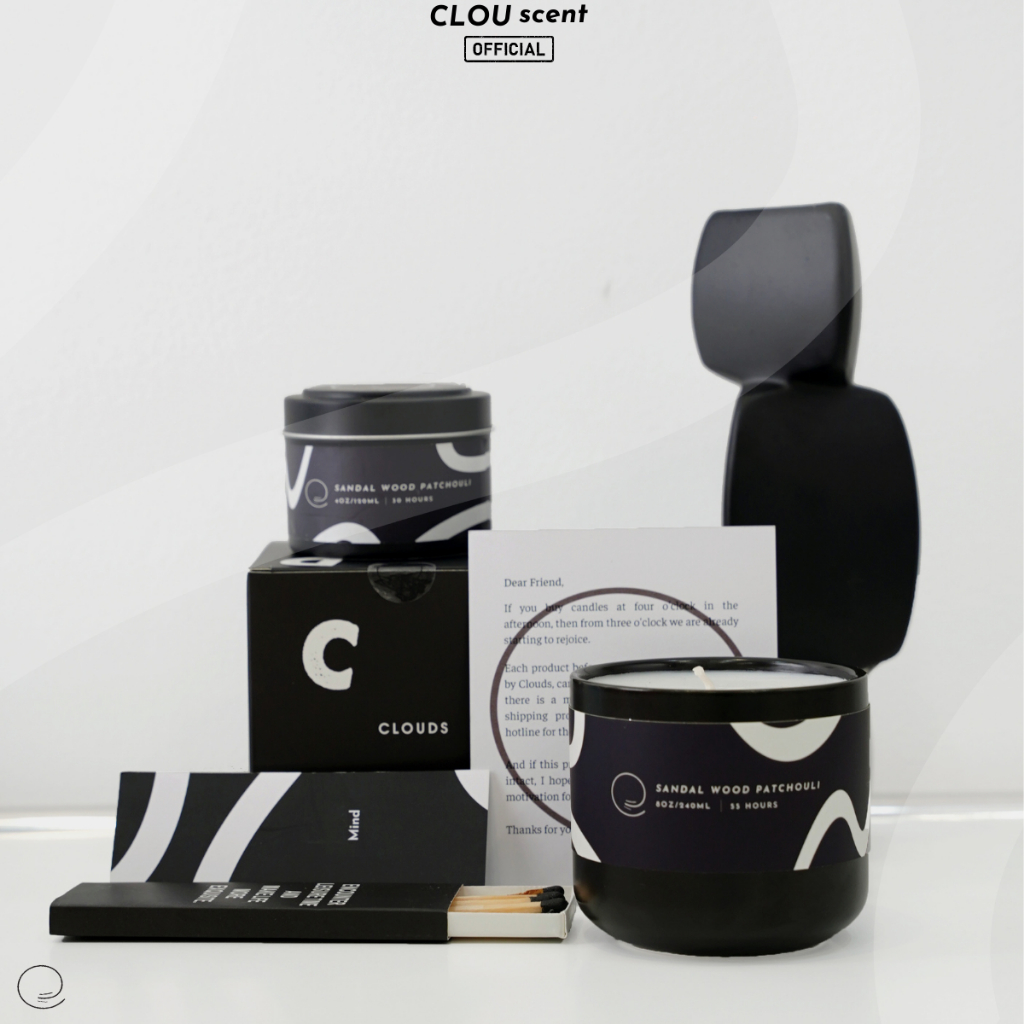 Nến Thơm Cao Cấp Sandalwood Patchouli - CLOU scent -  Size 120ml/240ml - Quà Tặng, Trang Trí, Thơm Phòng, Sáp Thơm
