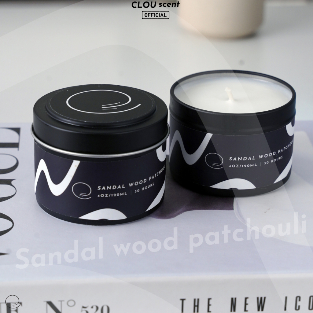 Nến Thơm Cao Cấp Sandalwood Patchouli - CLOU scent -  Size 120ml/240ml - Quà Tặng, Trang Trí, Thơm Phòng, Sáp Thơm