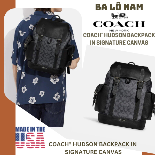 (Fullbox) Ba Lô Nam COACH® HUDSON BACKPACK In Signature Canvas