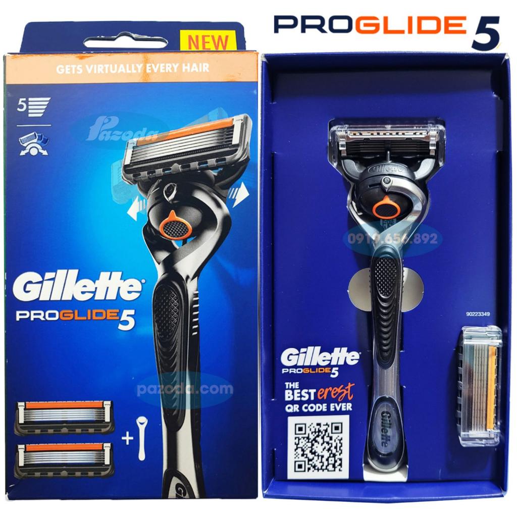 Dao cạo râu 5 lưỡi Gillette Proglide5 (1 tay cầm và 2 đầu cạo 5+1)