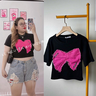 [ BIGSIZE 60-85kg ] ÁO CROP TOP NƠ HỒNG - ảnh thật mẫu béo mặc