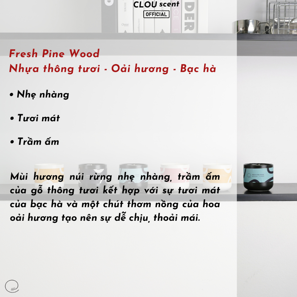 Nến Thơm Cao Cấp Fresh Pine Wood - CLOU scent -  Size 120ml/240ml - Quà Tặng, Trang Trí, Thơm Phòng, Sáp Thơm