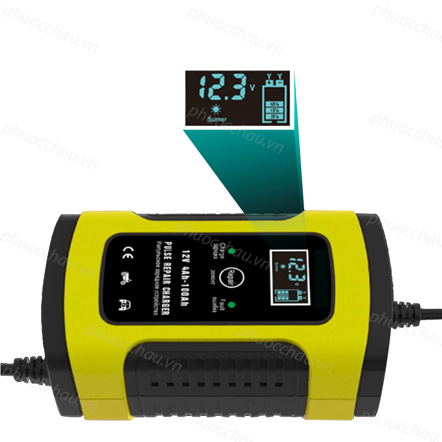 Bộ Sạc Acquy, Máy Sạc Ắc Quy FOXSUR 12V 5A Kèm Phục Hồi Bình, Sạc Bình Acquy, Tự Ngắt Khi Đầy, Khử Sunfat
