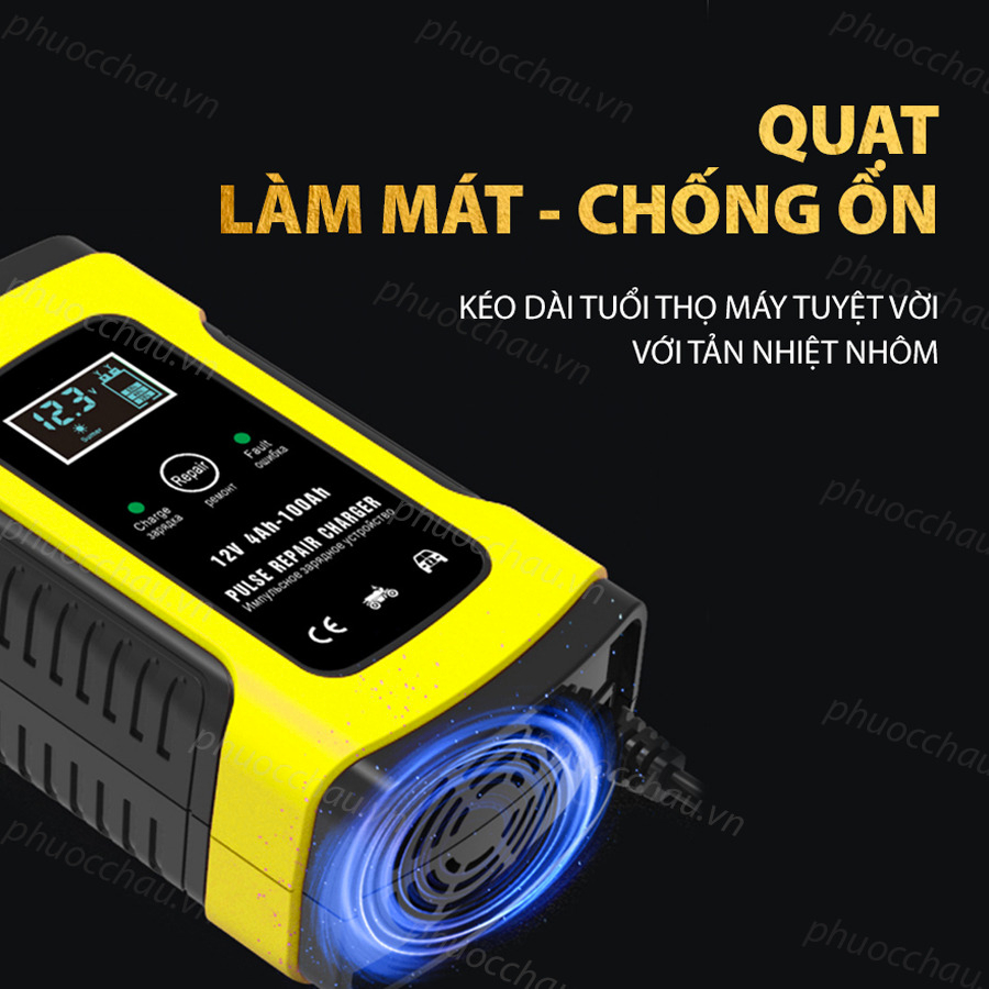 Bộ Sạc Acquy, Máy Sạc Ắc Quy FOXSUR 12V 5A Kèm Phục Hồi Bình, Sạc Bình Acquy, Tự Ngắt Khi Đầy, Khử Sunfat