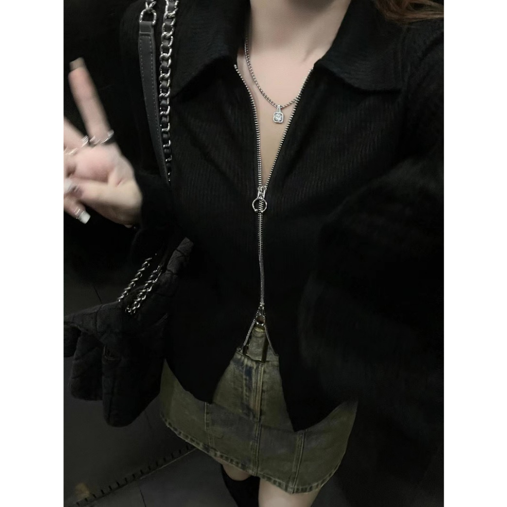 Áo Cardigan Mỏng Miuna Dáng Ôm Dài Tay, Áo Khoác Bó Sát Có Khóa Kéo Gợi Cảm Quyến Rũ