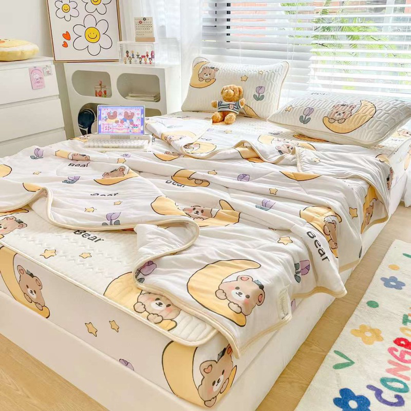 Set chiếu điều hoà latex tencel IGUN BEDDING bọc nệm kèm chăn thun lạnh