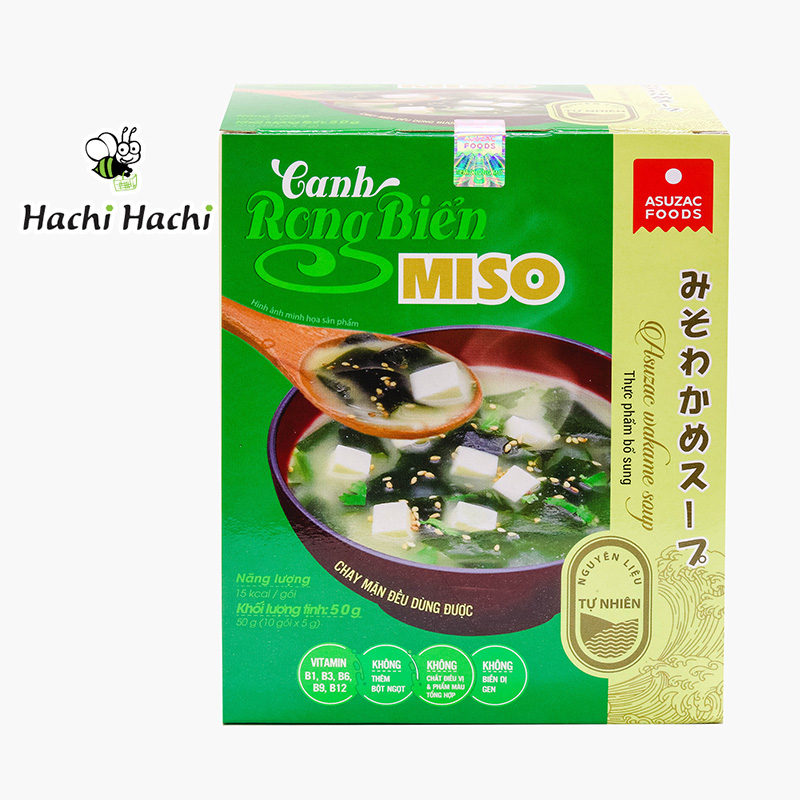 Canh rong biển đậu hủ Miso Asuzac Foods 50g (5g x 10 gói) - Chay mặn đều dùng được - Hachi Hachi Japan Shop