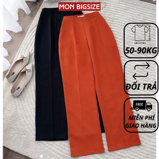Quần bigsize nữ đi chơi sang chảnh kiểu ống rộng khóa kéo chất tuyết mưa MON big size 50 - 90kg