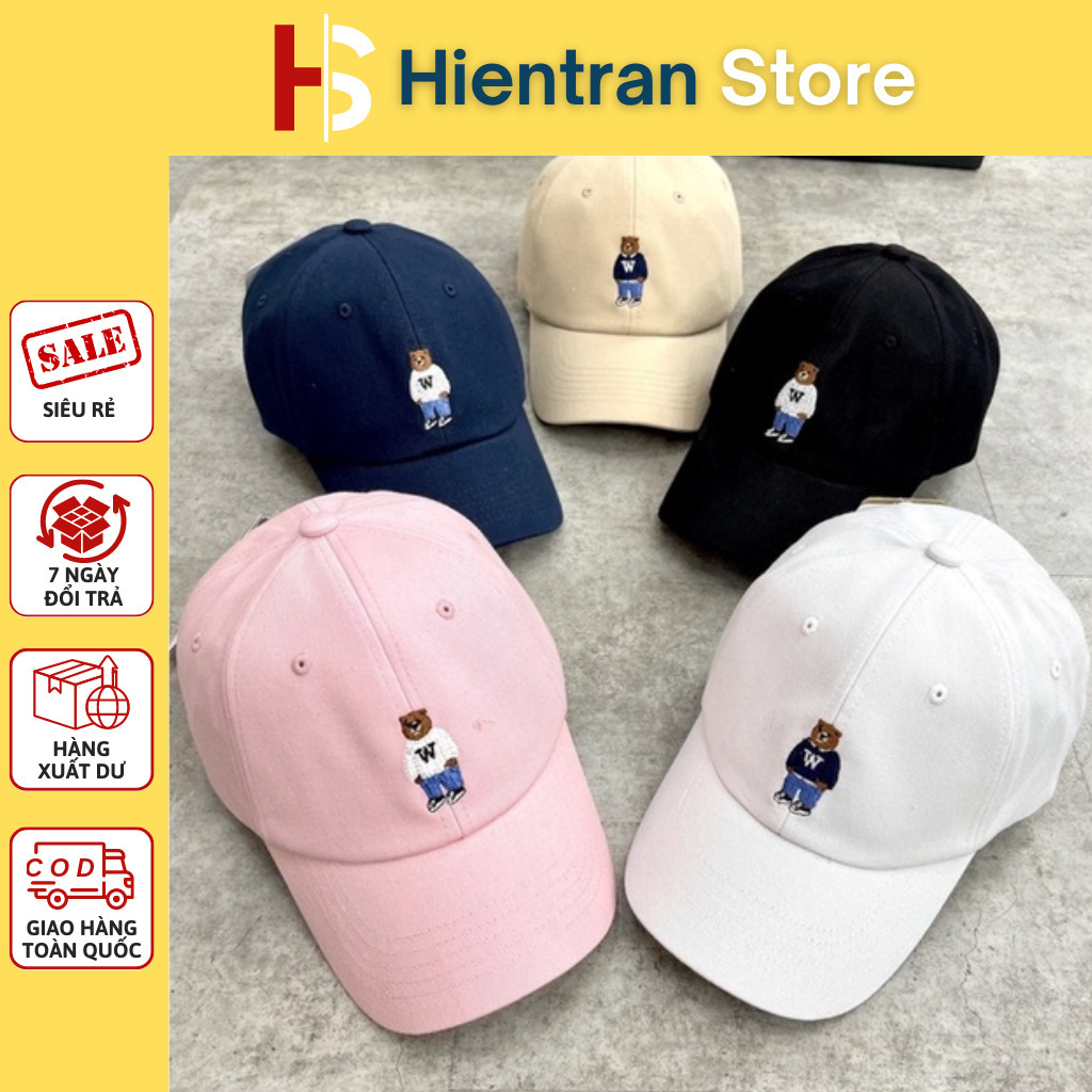 Nón Lưỡi Trai Thêu Hình Gấu Full Màu Mẫu Mới Nhất N139