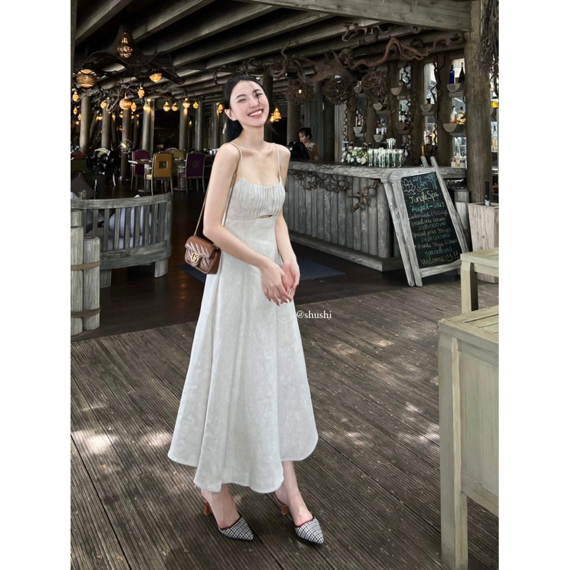 𝐖𝐚𝐯𝐢𝐞 𝐃𝐫𝐞𝐬𝐬 - Đầm Xếp Ngực Linen Tưng Cao Cấp