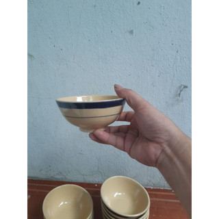 Chén cơm, bát cơm sành kiểu xưa viền xanh 10 chén