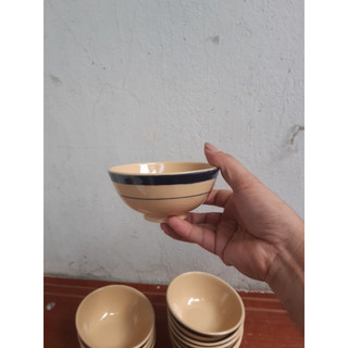 Chén cơm, bát cơm sành kiểu xưa viền xanh 10 chén