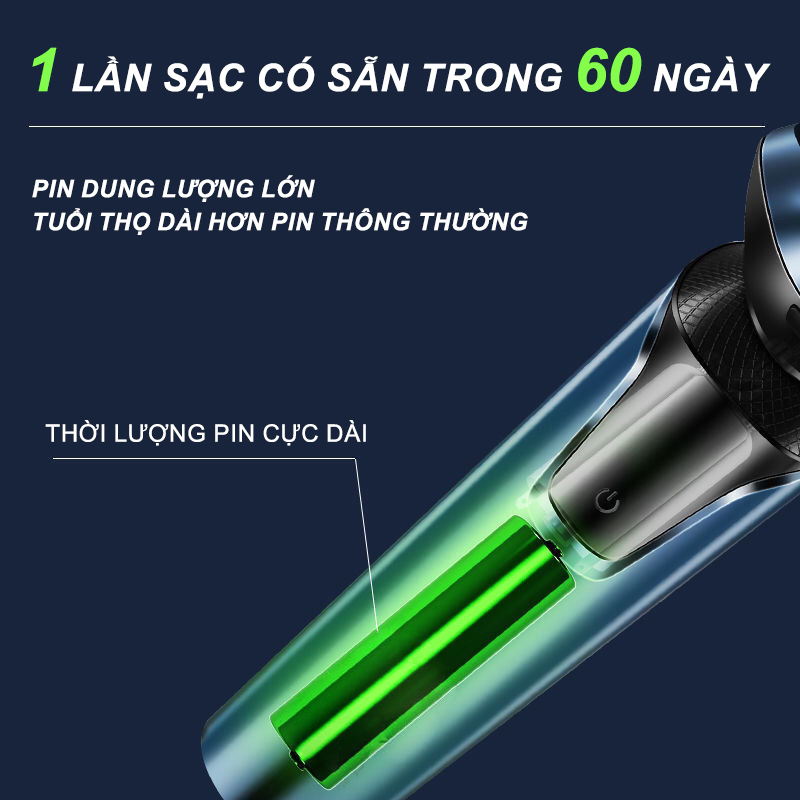 Máy cạo râu 3 in 1 thông minh Binnis,kiêm tỉa lông mũi cao cấp,IPX7 chống nước chuẩn