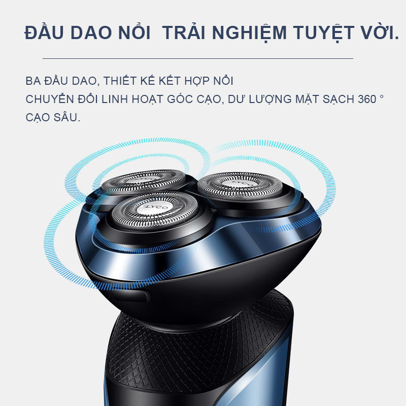 Máy cạo râu 3 in 1 thông minh Binnis,kiêm tỉa lông mũi cao cấp,IPX7 chống nước chuẩn