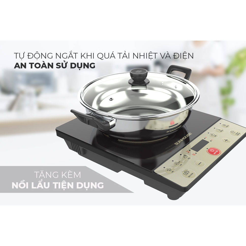 BẾP TỪ ĐƠN SUNHOUSE SHD6165 + Tặng nồi lẩu inox