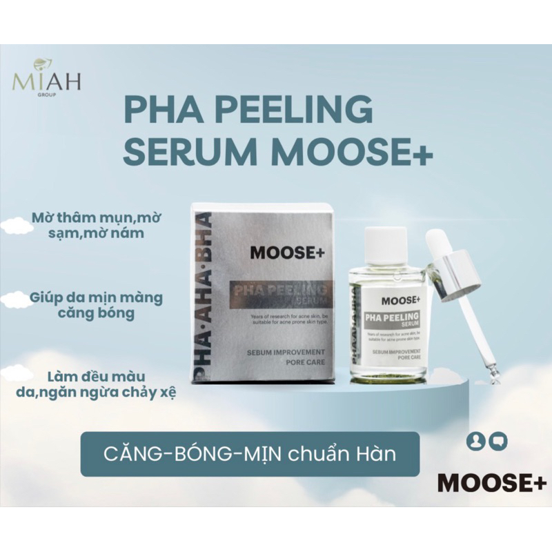 Combo peel da moose + 30ml và serum dưỡng da beta glucan bakuchiol HA B5 Kr.Lab 50ml phục hồi sau peel