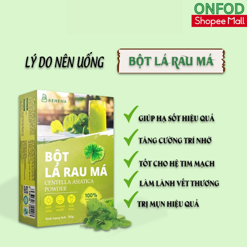 Bột rau má hữu cơ sấy lạnh ONFOD ăn kiêng giảm cân cho người tiểu đường, bé ăn dặm 1 hộp 20 gói 50g