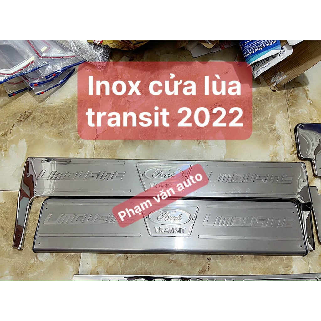 Ốp inox cửa lùa Ford Transit 2022-2024 Phạm Văn auto chất lượng cao