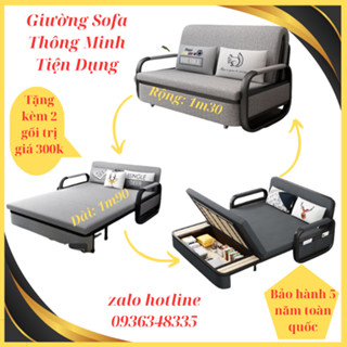 Giường Sofa Thông Minh Gấp Gọn, Có Ngăn Chứa Đồ Tiện Dụng Khung Thép Cường Lực (KT  R1m30 x D1m90)