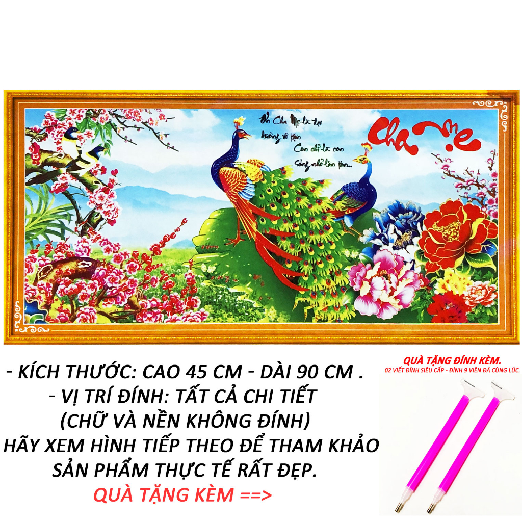Tranh Đính Đá Giá Rẻ - Cha Mẹ Hạnh Phúc Bình Yên 18 (Kèm Quà Tặng) - Tranh Minh Hiền (TỰ ĐÍNH ĐÁ)