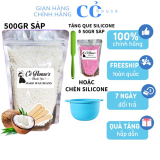  500g sáp wax lông nóng hard wax bean tặng kèm 50g sáp và que silion hoặc chén silicon 