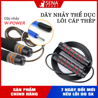 Dây nhảy thể dục, luyện sức bền Cao Cấp chính hãng W-Power - Lõi cáp thép dài 3m