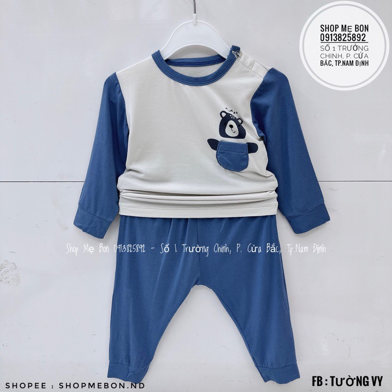 MOMPA Bộ dài tay cài vai cho bé trai bé gái Bộ dài tay mặc điều hoà cho bé