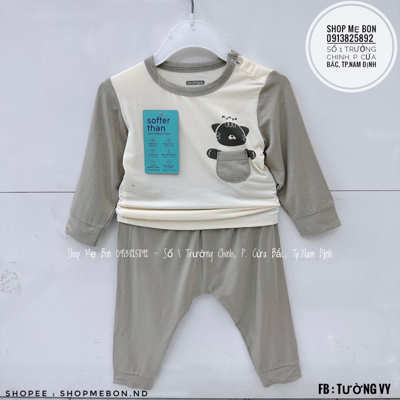 MOMPA Bộ dài tay cài vai cho bé trai bé gái Bộ dài tay mặc điều hoà cho bé