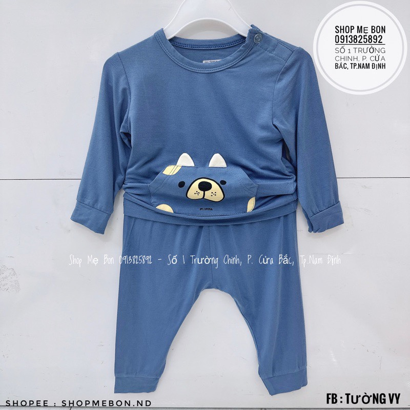 MOMPA Bộ dài tay cài vai cho bé trai bé gái Bộ dài tay mặc điều hoà cho bé